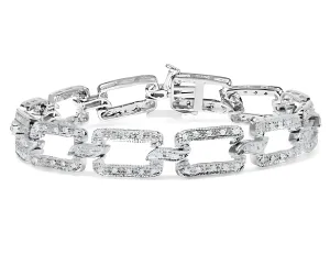 14K White Gold 3/4 Cttw Diamond Open Paperclip Link 7" Tennis Bracelet (H-I Color, I2-I3 Clarity)