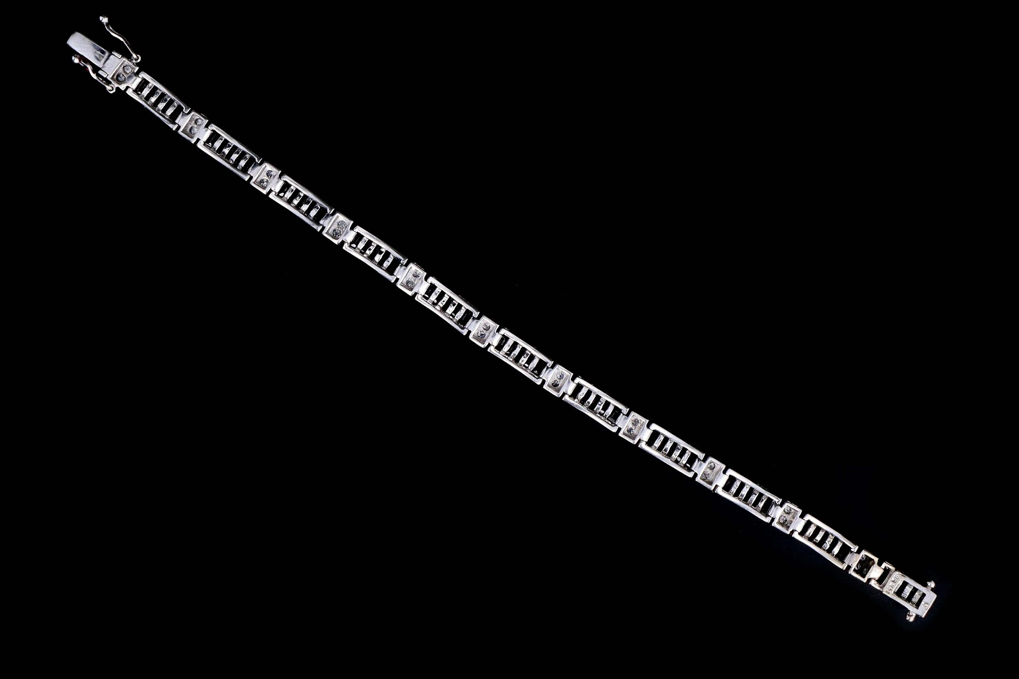 14K White Gold 3.5 Carat Natural Sapphire & Diamond Bracelet