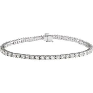 14K White Gold 4 CTW Natural Diamond Line 7 1/4" Bracelet