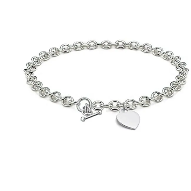 14k White Gold Dangle Heart-Shaped Bracelet (14.5.gr.tw)