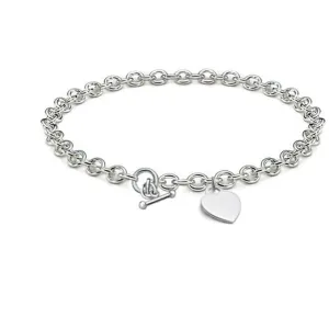 14k White Gold Dangle Heart-Shaped Bracelet (14.5.gr.tw)