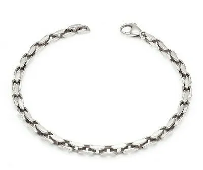14k White Gold Handmade Fashion Link Bracelet 8.5" 4.3mm 17.1 grams