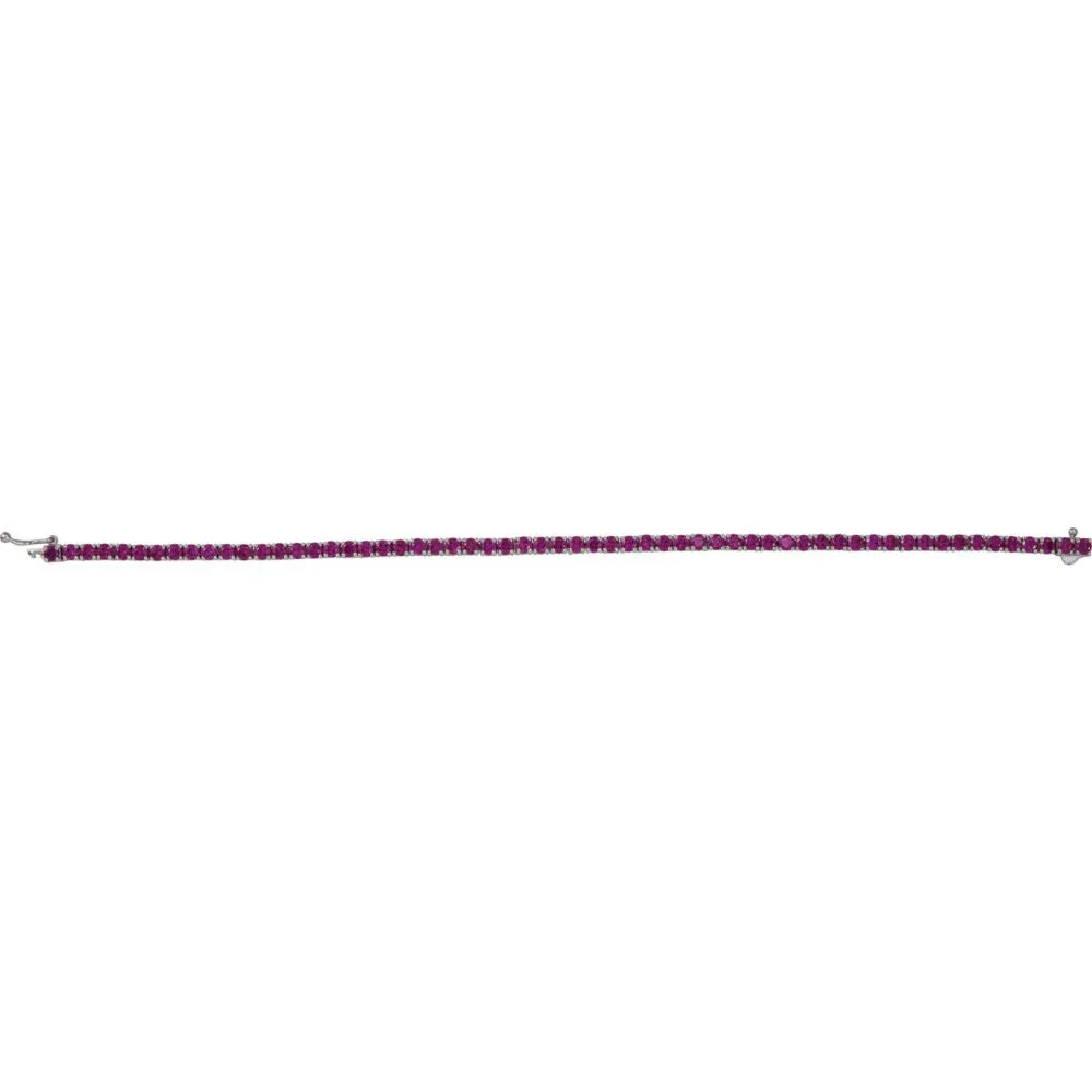 14k White Gold Lab-Grown Ruby Line 7.25" Bracelet