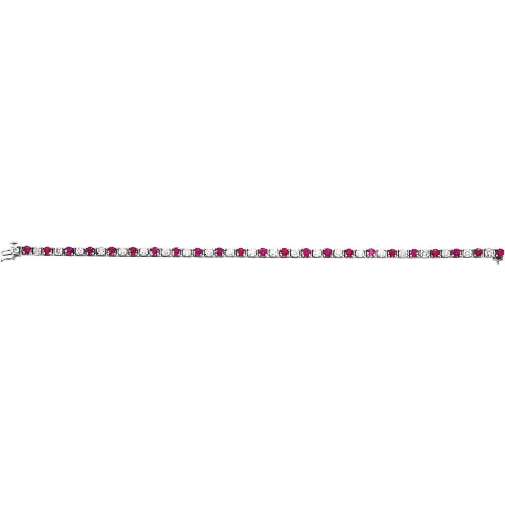 14k White Gold Ruby & 2 1/3 CTW Diamond 7.25" Bracelet