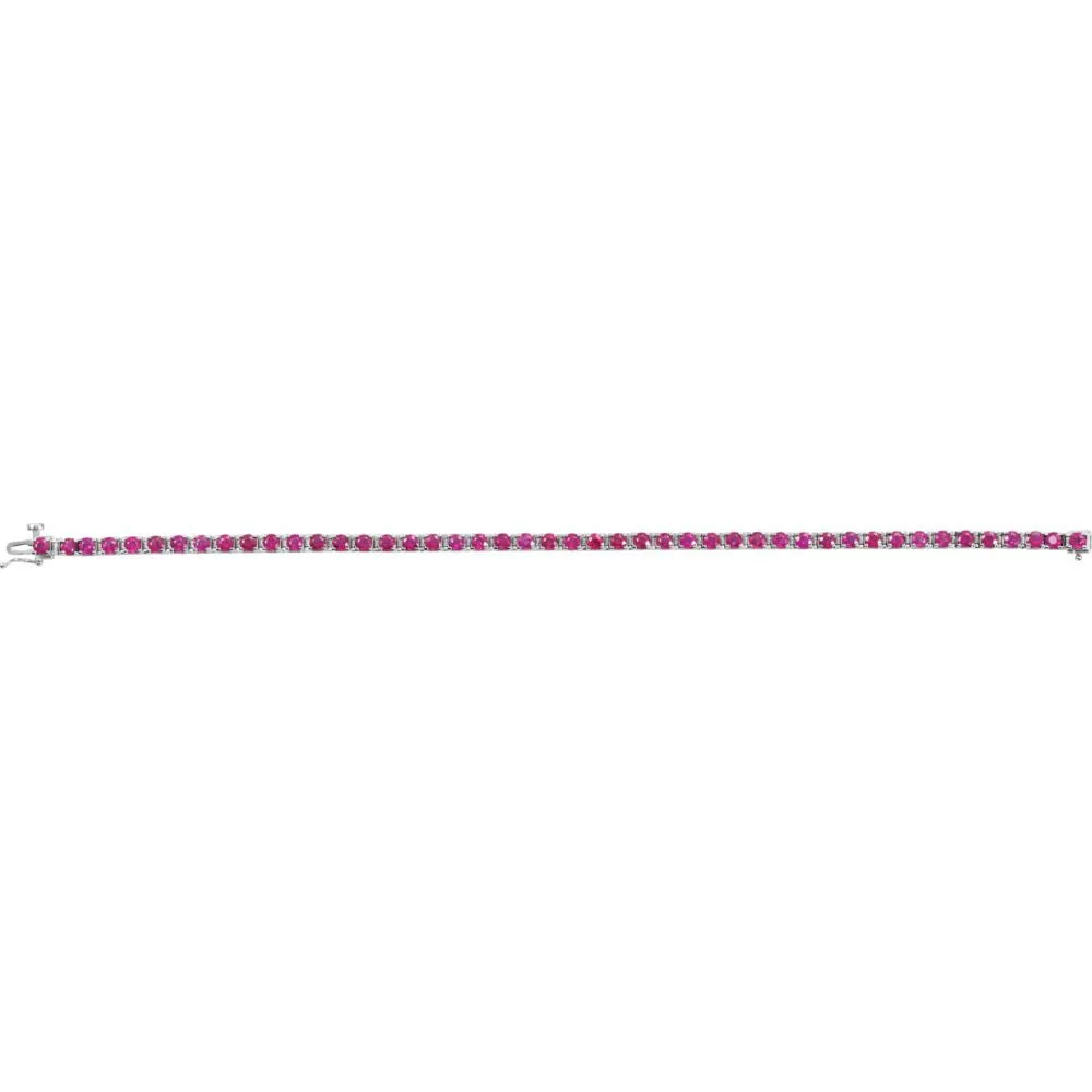 14k White Gold Ruby Line Bracelet