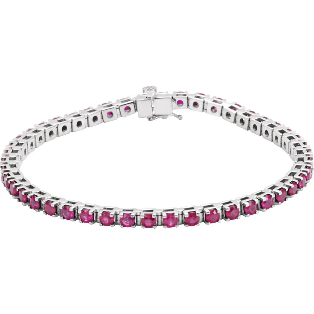 14k White Gold Ruby Line Bracelet