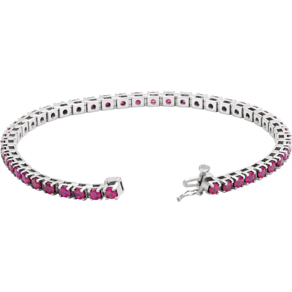 14k White Gold Ruby Line Bracelet