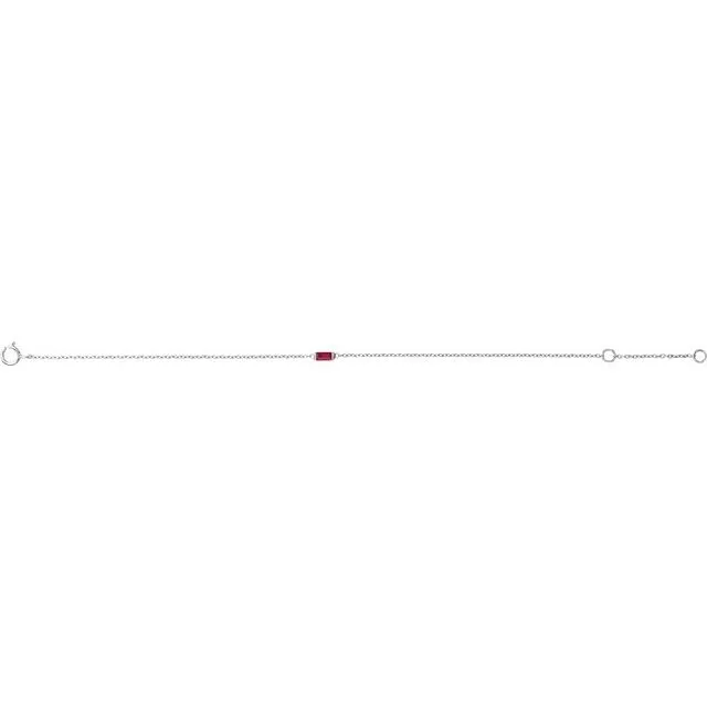 14K White Gold Straight Baguette Natural Ruby 6 1/2-7 1/2" Bracelet