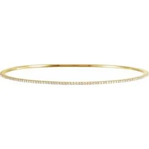 14K Yellow 1 CTW Natural Diamond Stackable Bangle 8" Bracelet