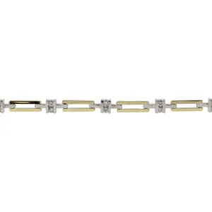14K Yellow & White Gold Diamond Link Bracelet