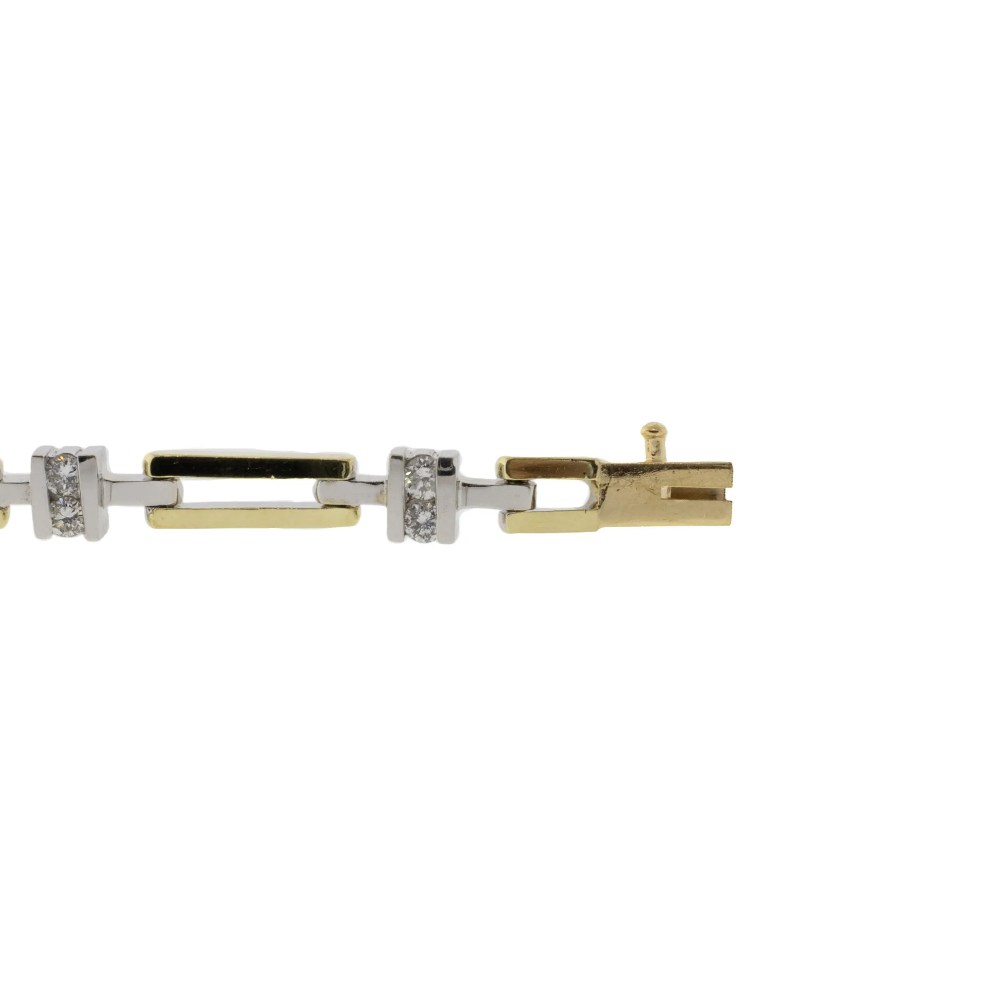 14K Yellow & White Gold Diamond Link Bracelet