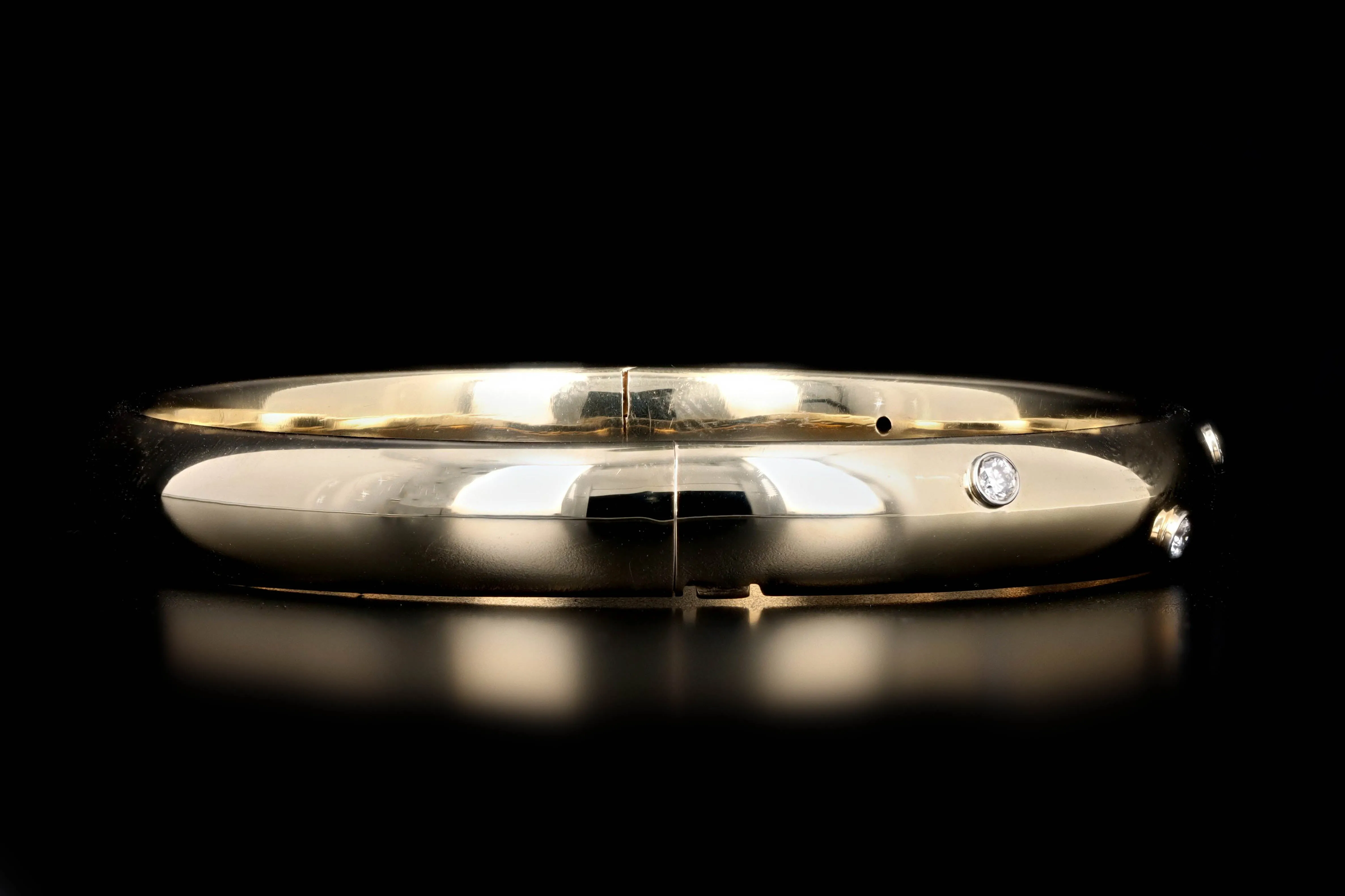 14K Yellow Gold 0.15 Carat Total Weight Bezel Set Diamond Bangle