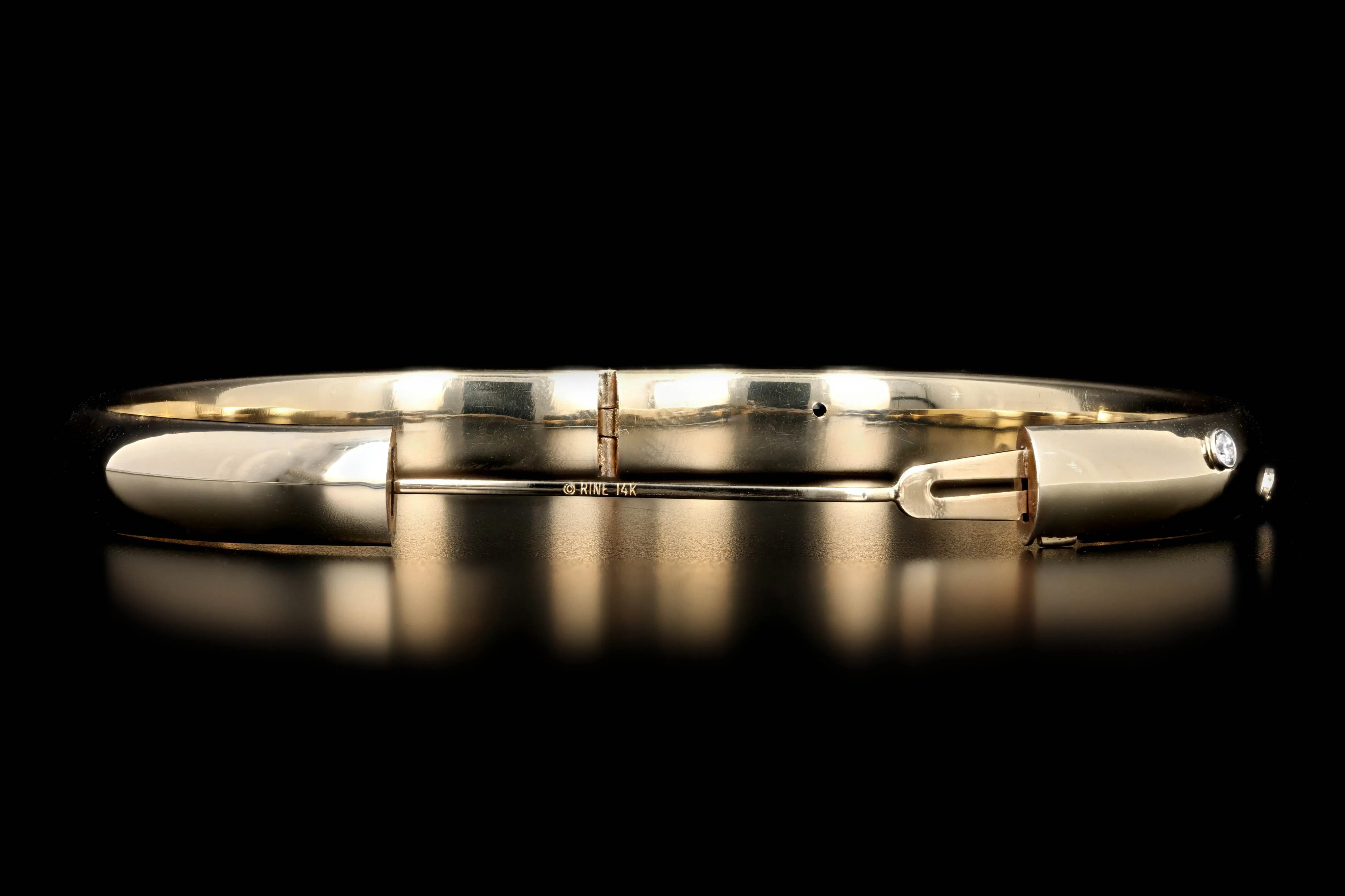 14K Yellow Gold 0.15 Carat Total Weight Bezel Set Diamond Bangle