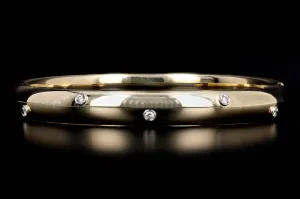 14K Yellow Gold 0.15 Carat Total Weight Bezel Set Diamond Bangle