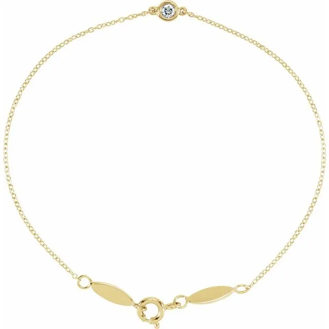 14K Yellow Gold .08 CT Natural Diamond Bracelet