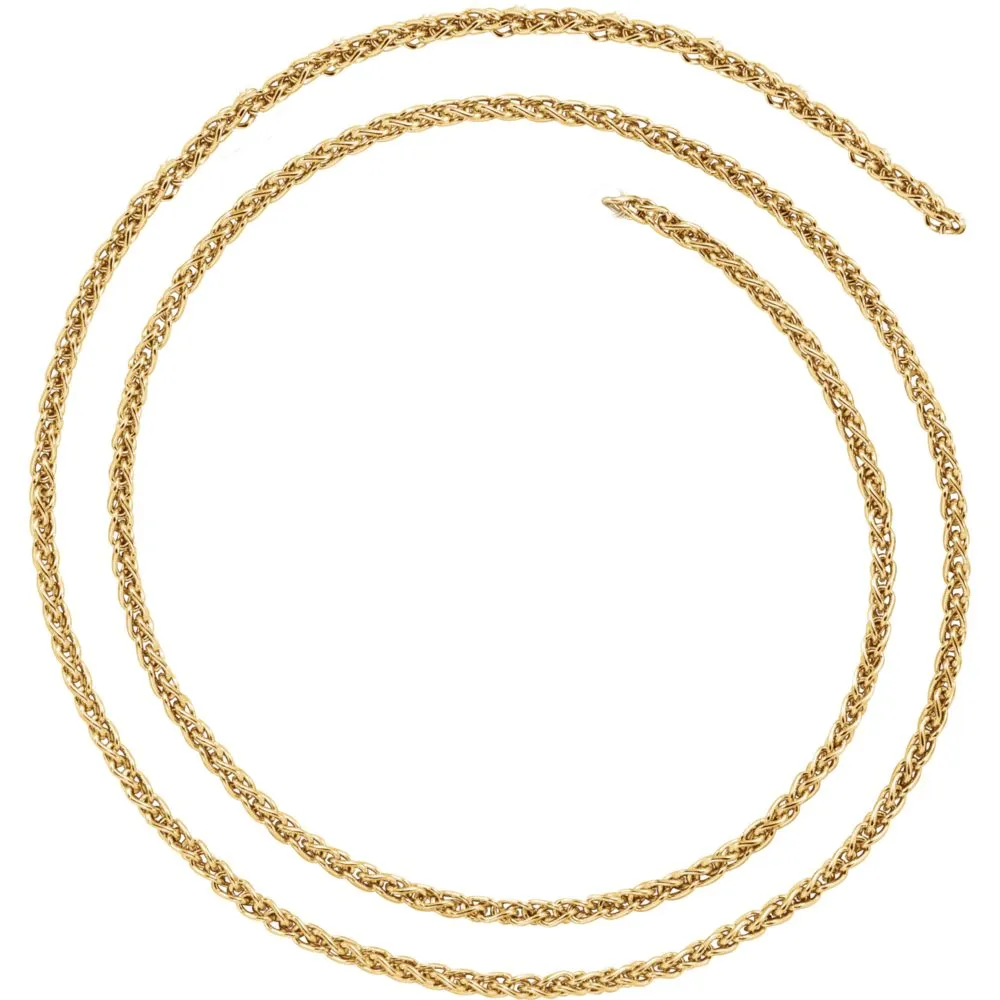 14k Yellow Gold 2.4mm Wheat 7" Chain