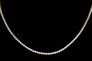 14K Yellow Gold 3.75 Carat Total Weight Round Brilliant Cut Diamond Tennis Necklace