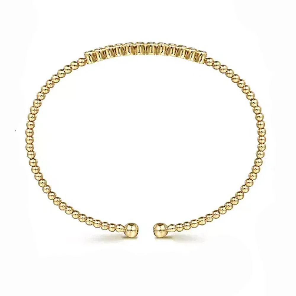 14K Yellow Gold Bujukan Bead Diamond Bangle