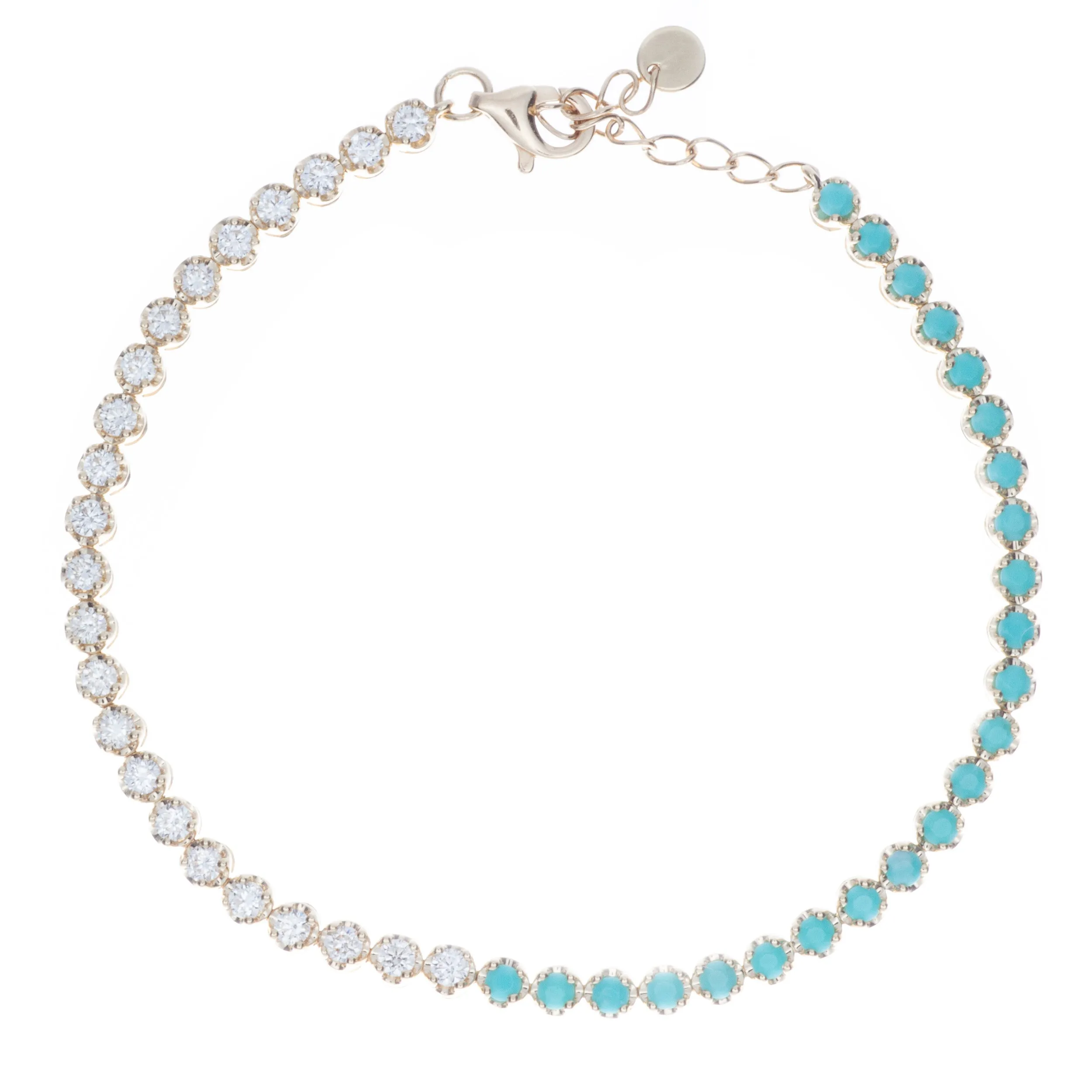14k Yellow Gold Diamond & Turquoise Bracelet