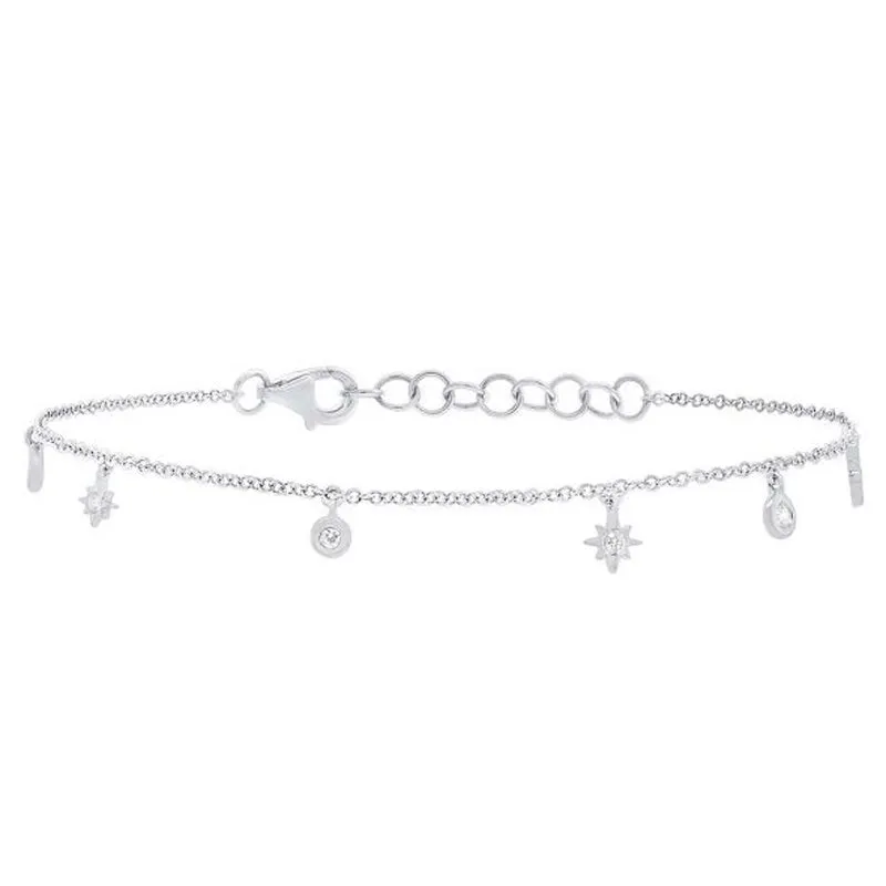 14k Yellow Gold Diamond Star Bracelet