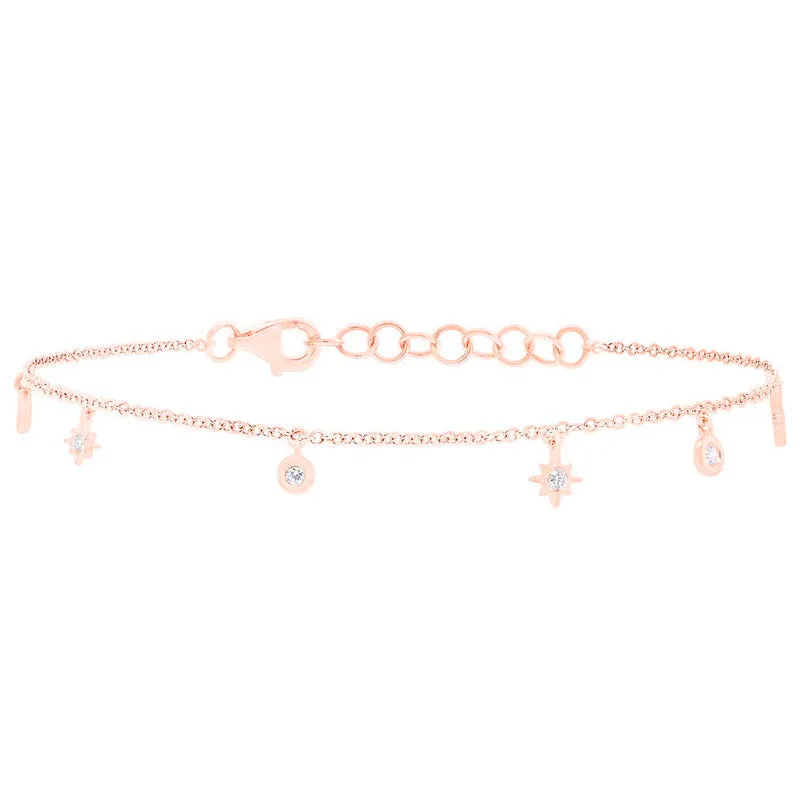 14k Yellow Gold Diamond Star Bracelet