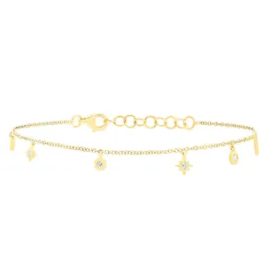 14k Yellow Gold Diamond Star Bracelet