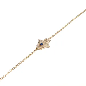 14K Yellow Gold Hamsa Diamond Bracelet