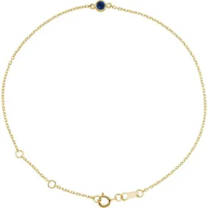 14K Yellow Gold Natural Blue Sapphire Bezel-Set Solitaire 6 1/2-7 1/2" Bracelet