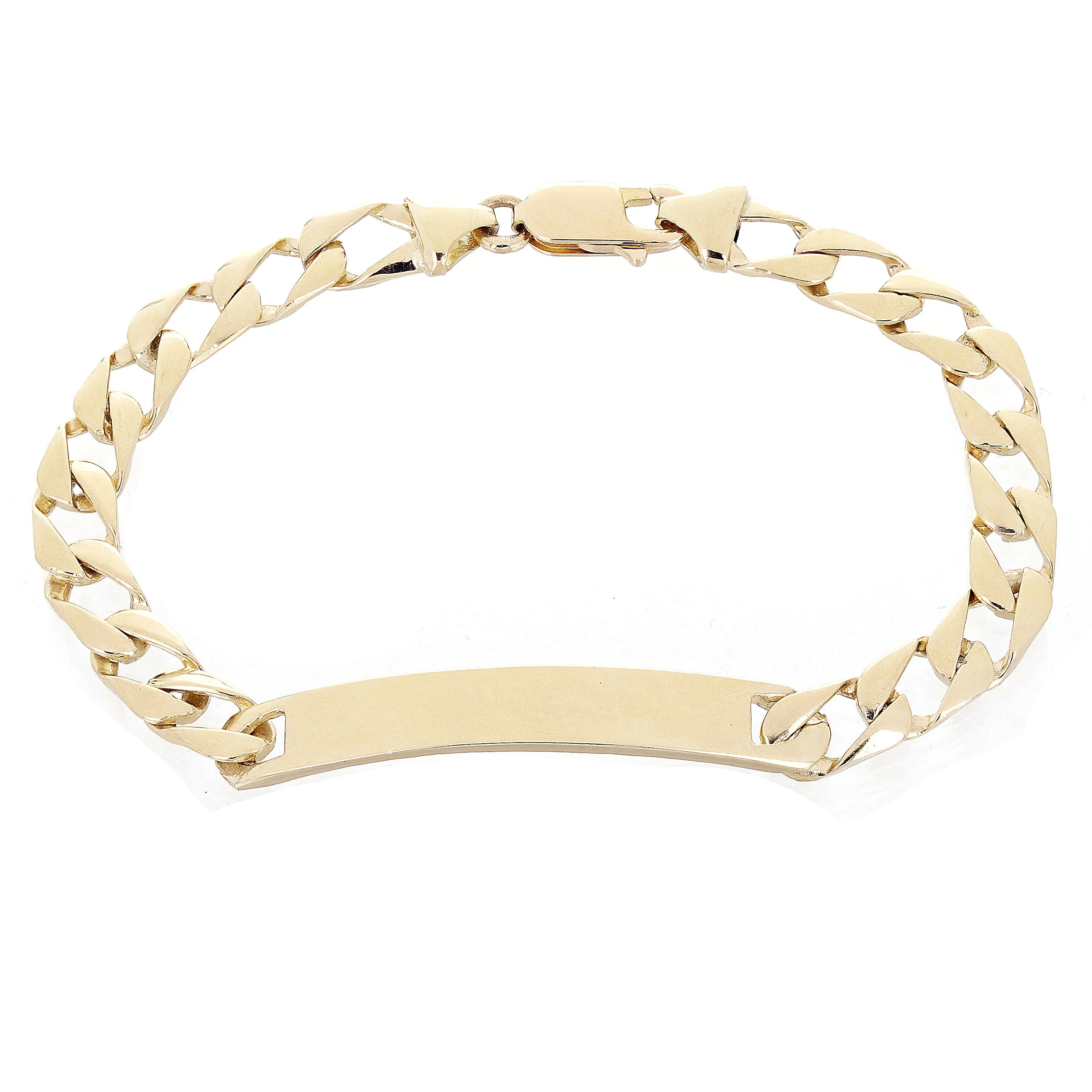 14k Yellow Gold Solid Cuban ID Bracelet 7mm Various Lengths