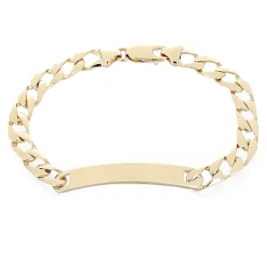 14k Yellow Gold Solid Cuban ID Bracelet 7mm Various Lengths