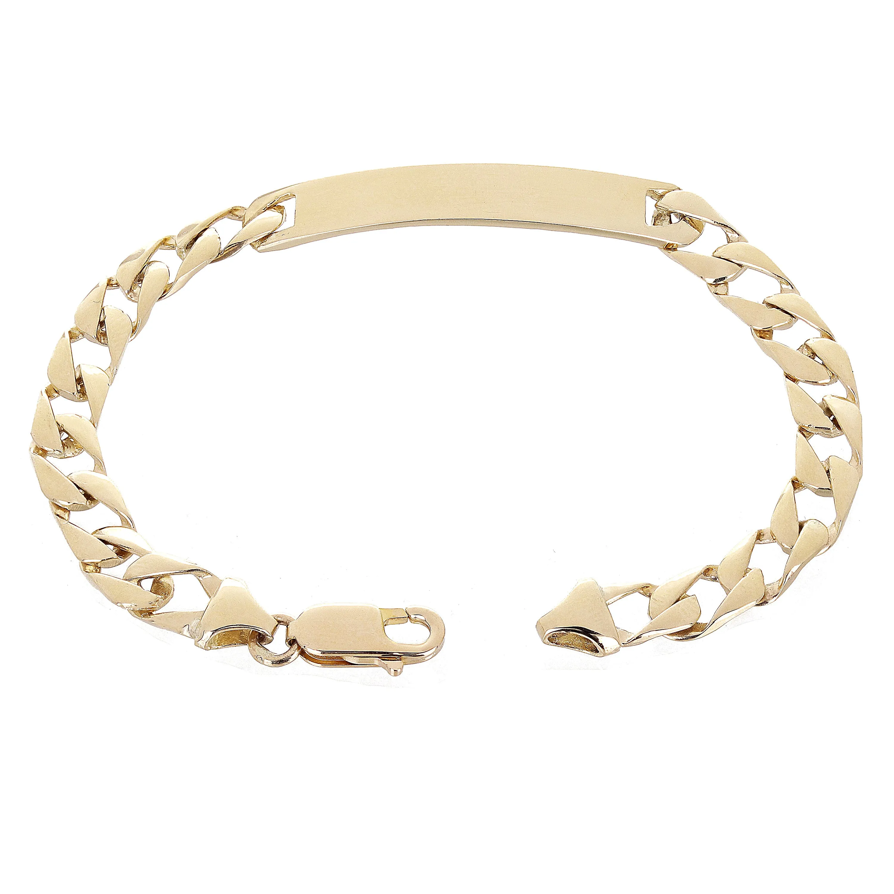 14k Yellow Gold Solid Cuban ID Bracelet 7mm Various Lengths