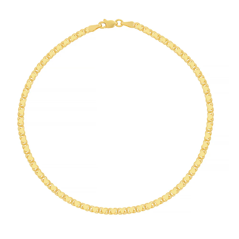 14kt Yellow Gold Heart Chain Ankle Bracelet