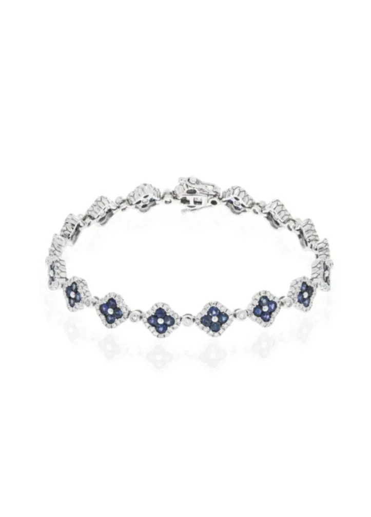 14KW Sapphire Clover Bracelet
