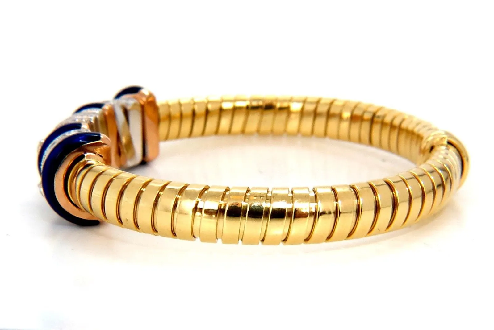 1.50CT DIAMONDS LADIES ACCORDION BANGLE BRACELET FLOATING RINGS 18KT