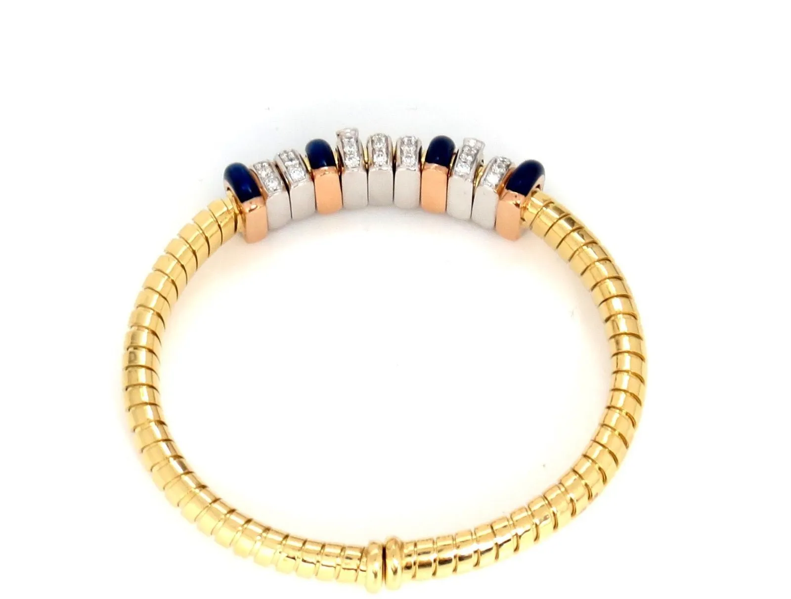 1.50CT DIAMONDS LADIES ACCORDION BANGLE BRACELET FLOATING RINGS 18KT