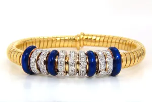 1.50CT DIAMONDS LADIES ACCORDION BANGLE BRACELET FLOATING RINGS 18KT