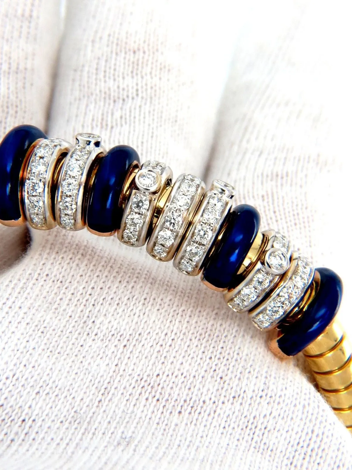 1.50CT DIAMONDS LADIES ACCORDION BANGLE BRACELET FLOATING RINGS 18KT