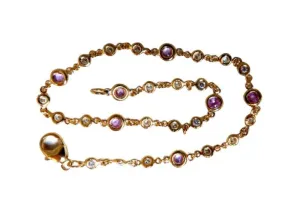 1.53ct Natural Pink Sapphire Diamond Yard Bracelet 14kt G/VS 12358