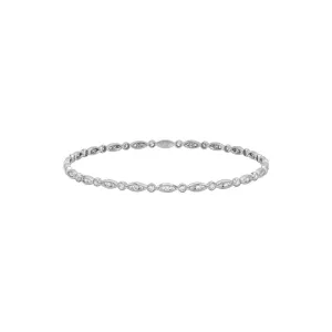 18 Karat White Gold Diamond bangle marquise and round pattern