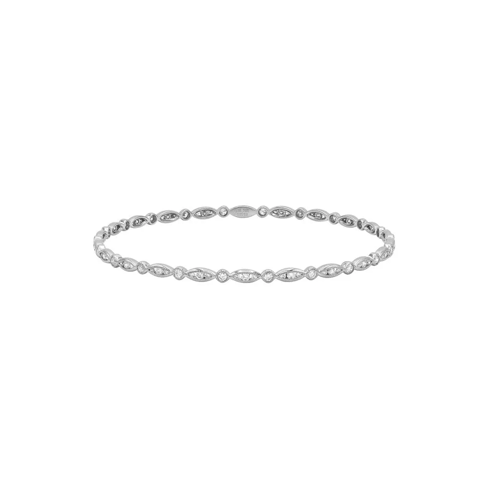 18 Karat White Gold Diamond bangle marquise and round pattern