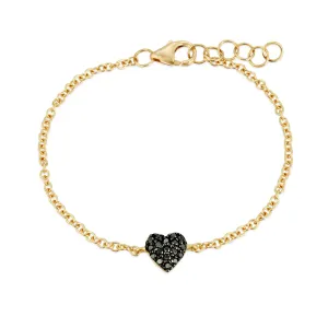 18k Gold & Black Diamond Heart Bracelet (Child Size)