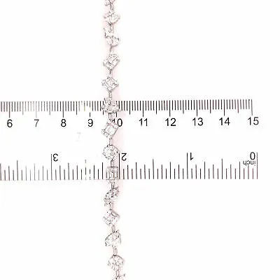18K Multi Shape Cluster Diamond Bracelet White Gold