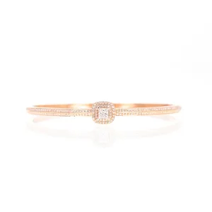18K Rose Gold 0.62 Carat Diamond Princess Pave Bangle