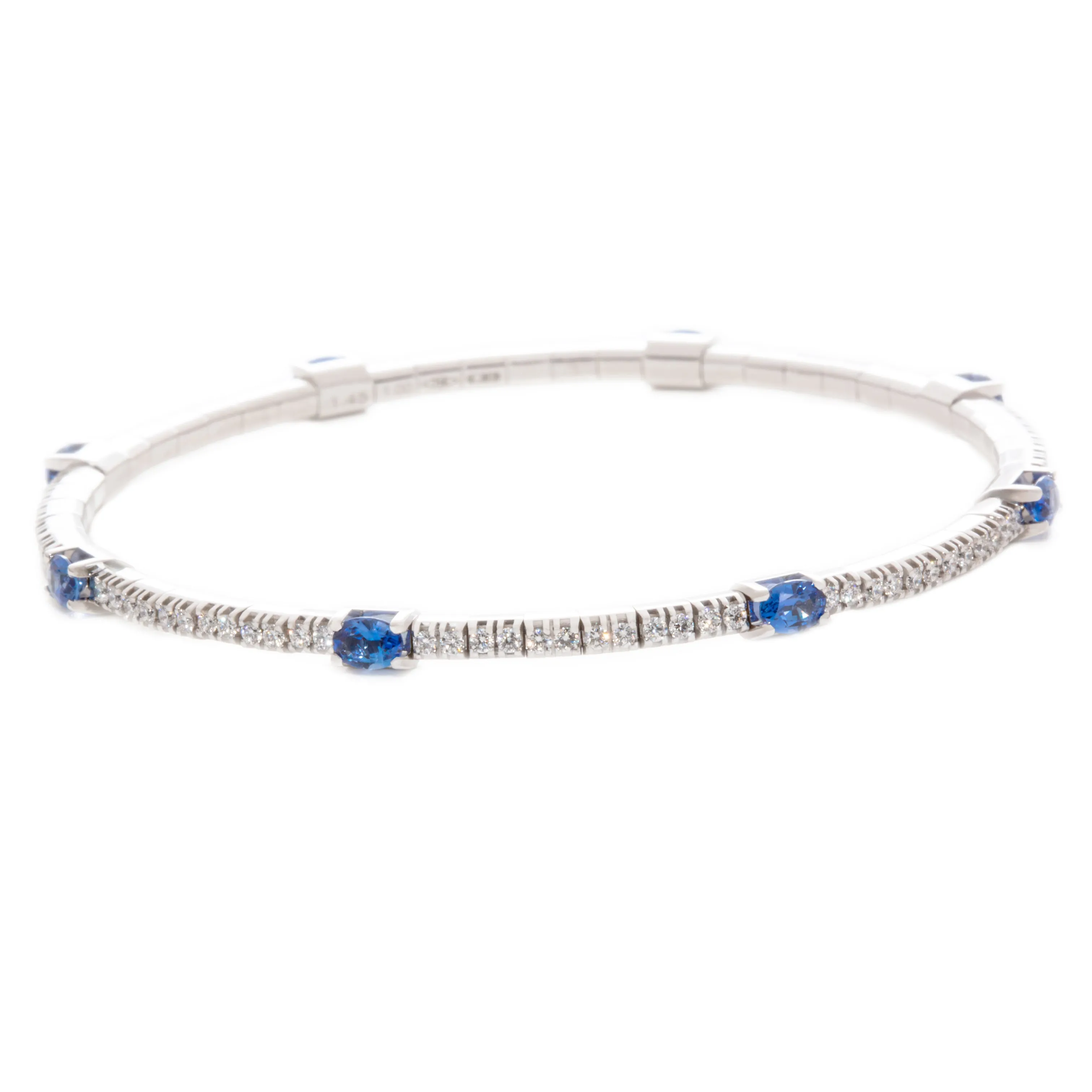 18k White Gold Diamond & Sapphire Stretch Bracelet