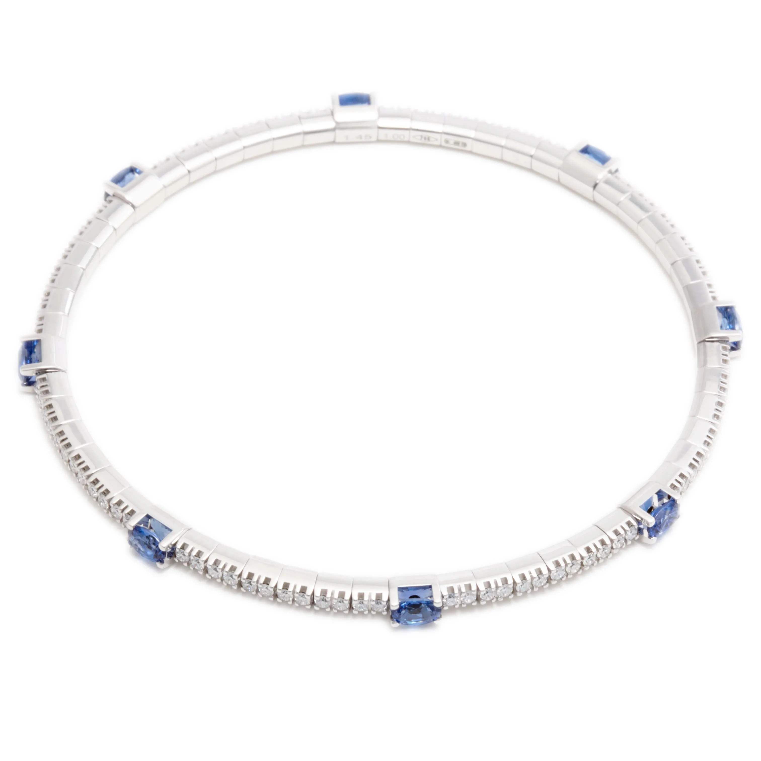18k White Gold Diamond & Sapphire Stretch Bracelet