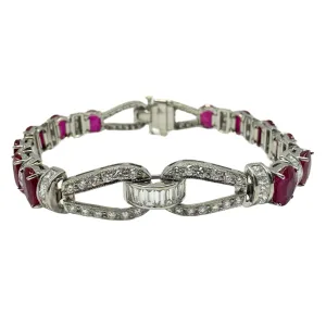 18K White Gold Diamond and African Ruby Bracelet