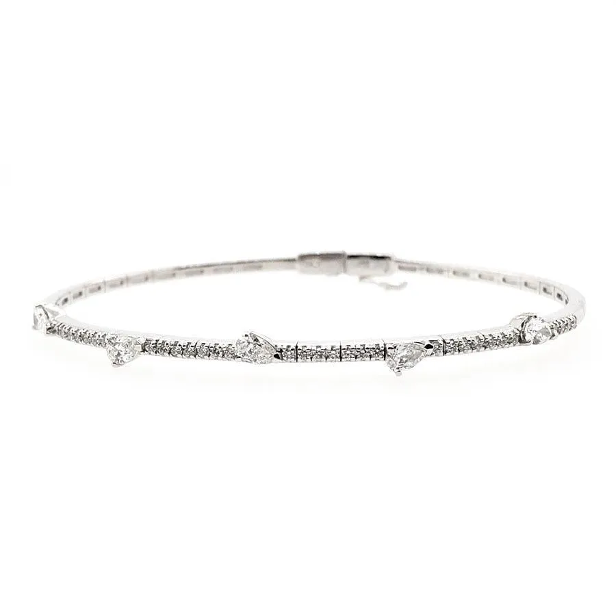 18k White Gold Diamond Bangle Bracelet