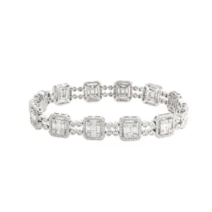 18k White Gold Diamond Cluster Bracelet