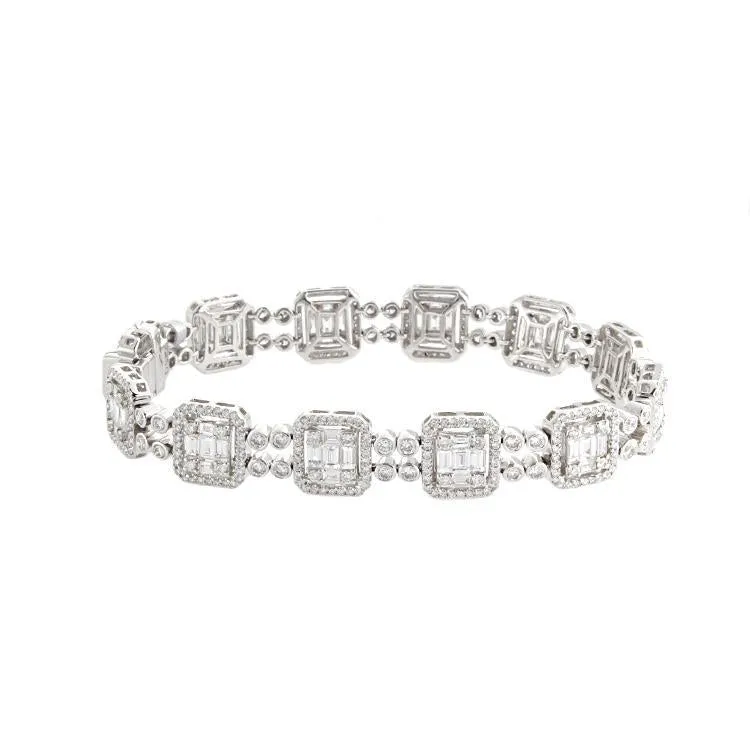 18k White Gold Diamond Cluster Bracelet