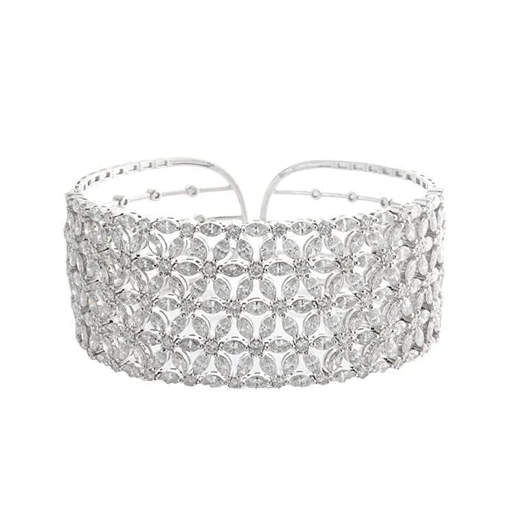 18k White Gold Diamond Cuff Bracelet